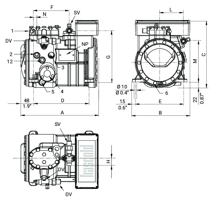 A1-7Y Frascold компрессор поршневой (0,75 кВт)
