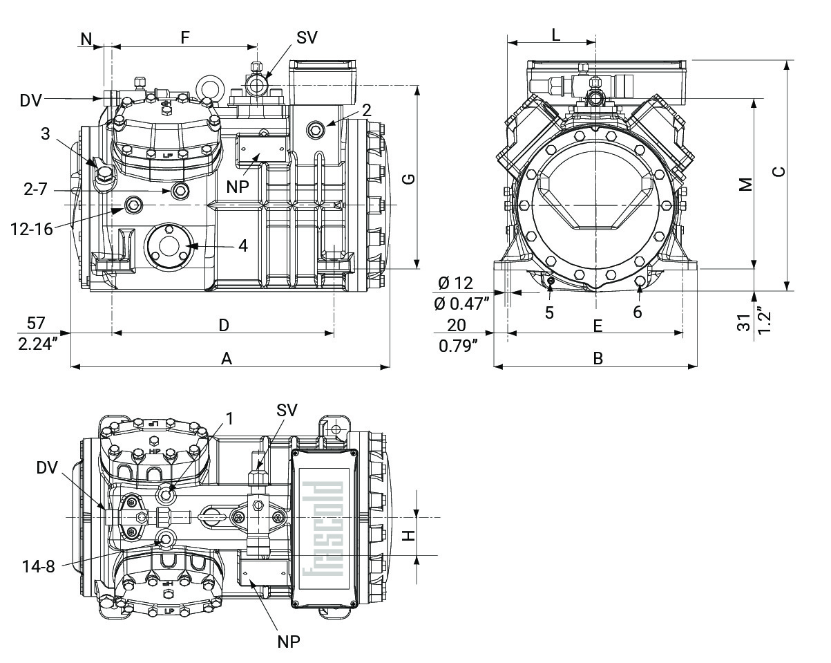 Q5-33.1Y Frascold компрессор поршневой (3,7 кВт)