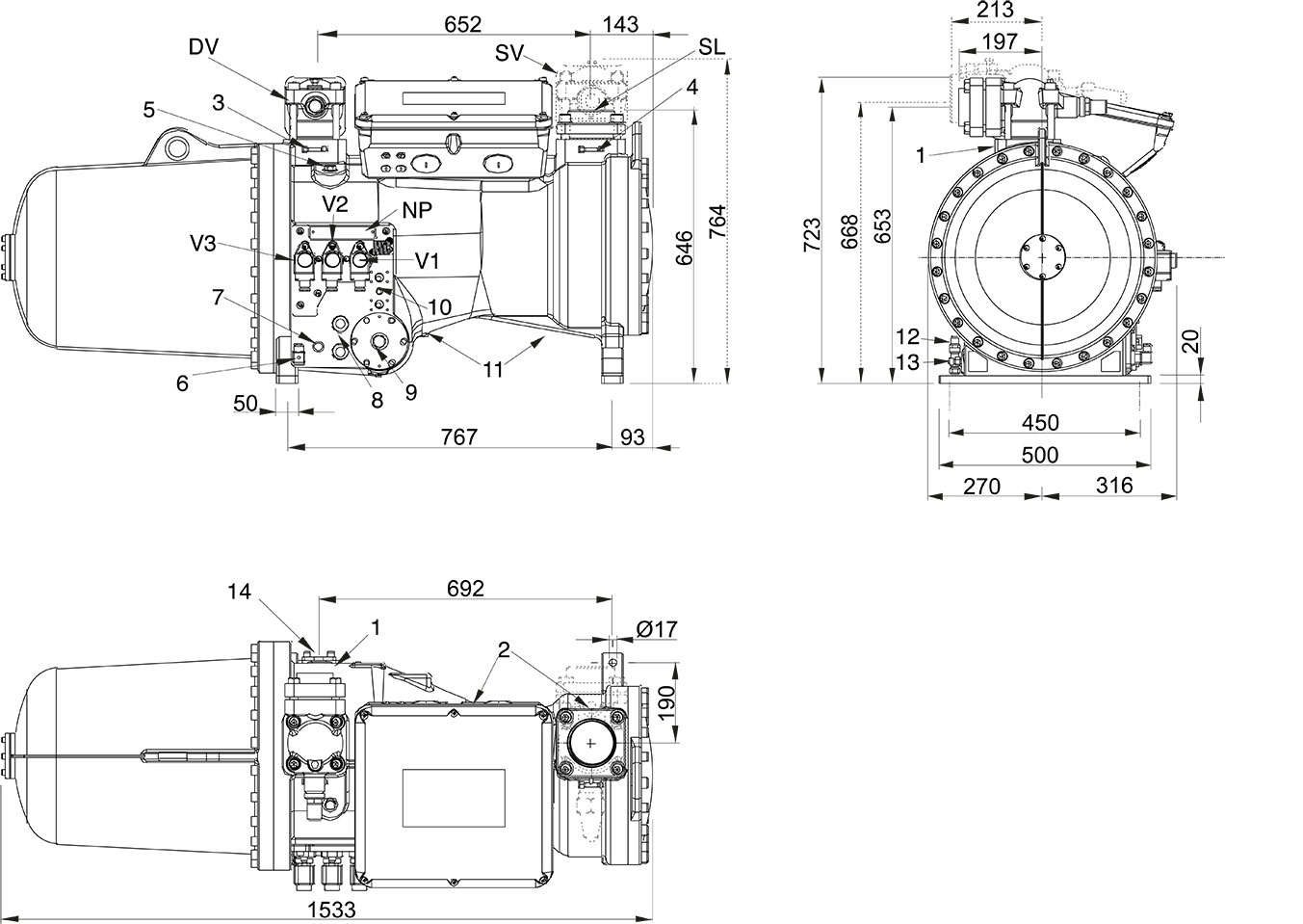 CXH52-140-428Y Frascold винтовой компрессор (опции: DSV D80L/OLS/VD/POE170)