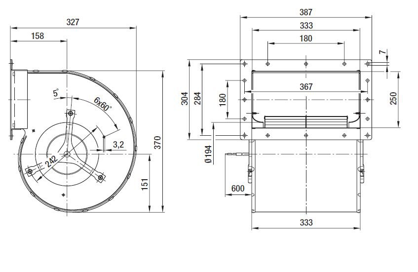 Вентилятор Ebmpapst D6E225-FB07-02 центробежный