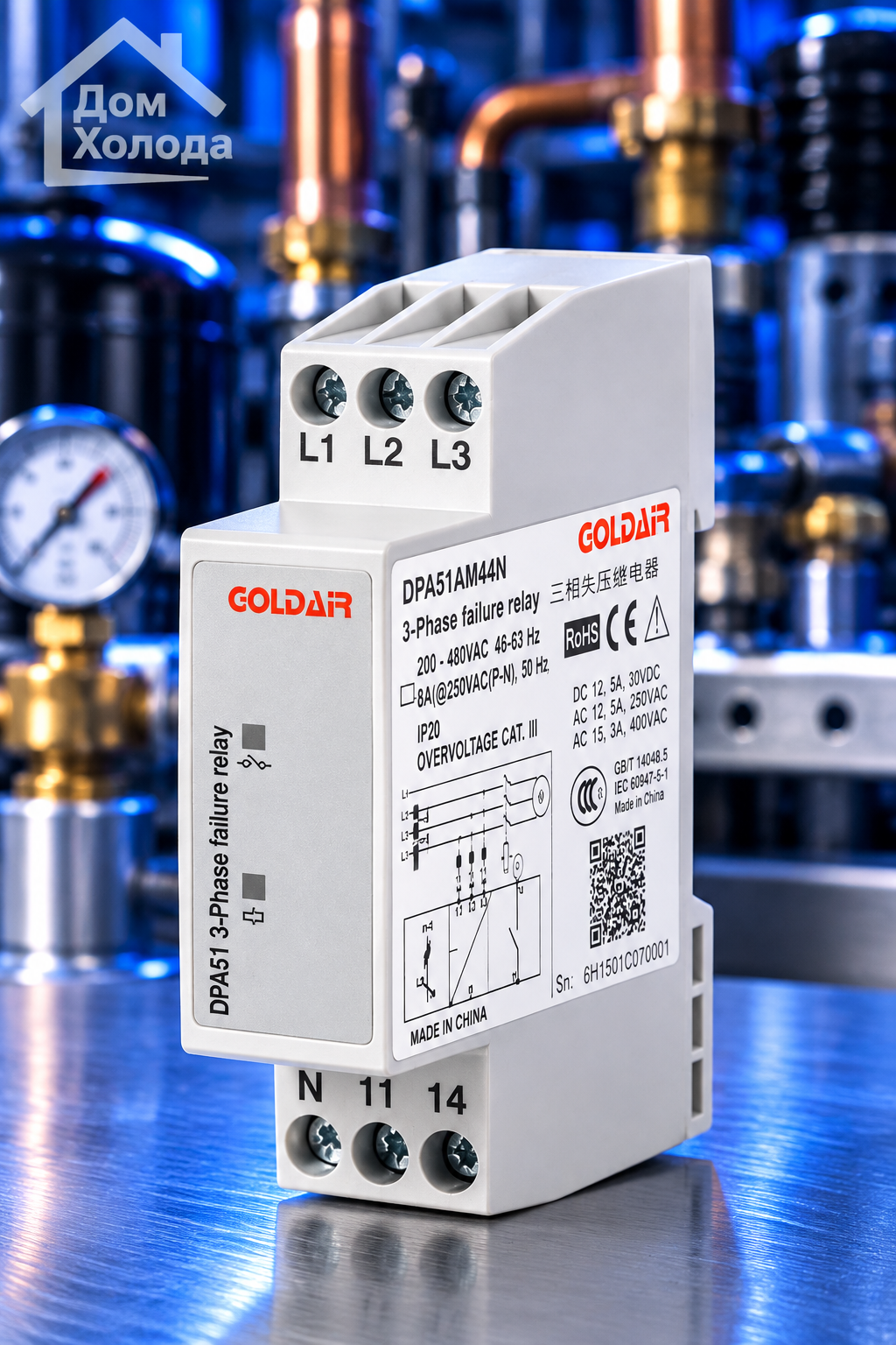 Реле контроля фаз и нейтрали Goldair DPA51AM69N