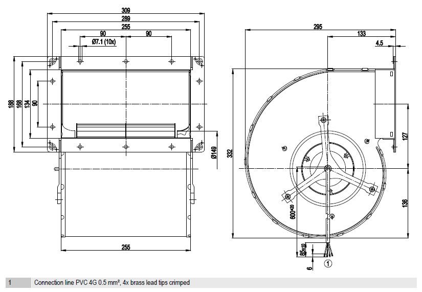 Вентилятор Ebmpapst D4E180-BA02-02 центробежный