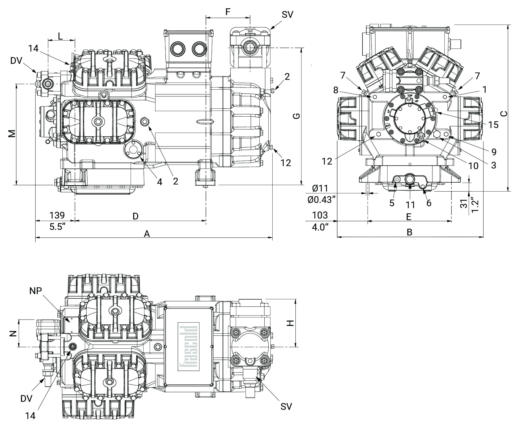 W60-206Y Frascold компрессор поршневой (44,5 кВт)